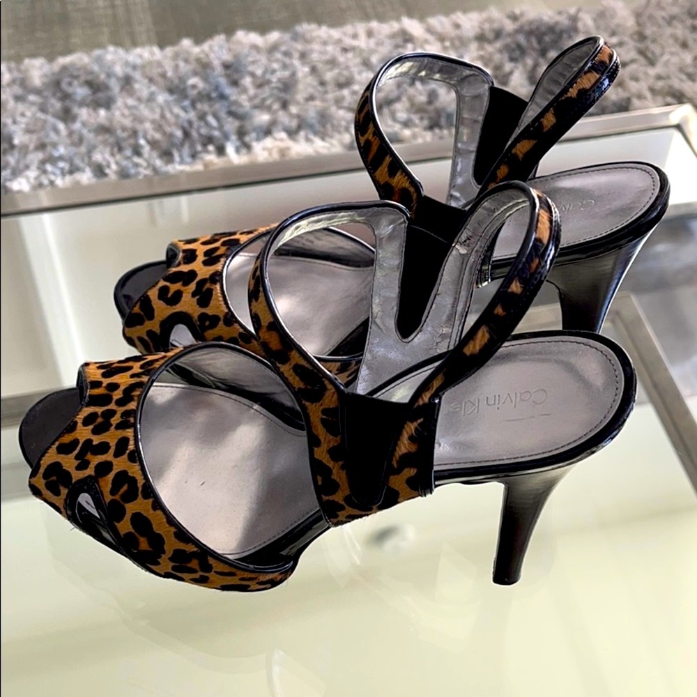 Leopard Skin Heels Sandals - Picture 3 of 4
